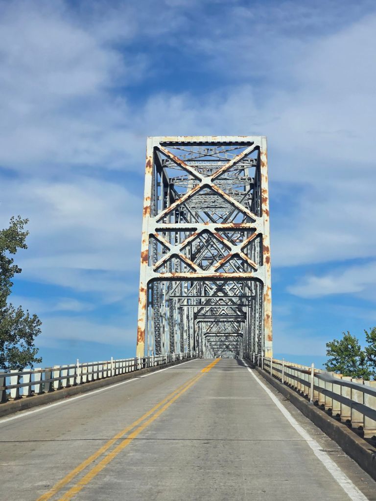 Steel bridge structure photographed on a road trip