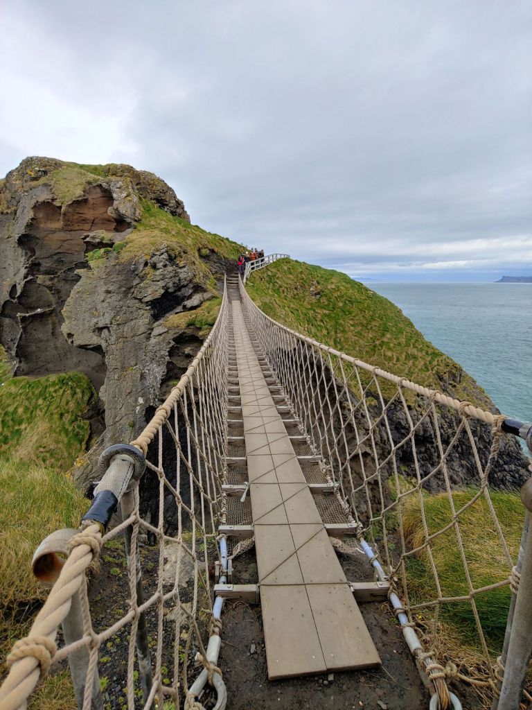 Footbridge on a rugged coastal landscape