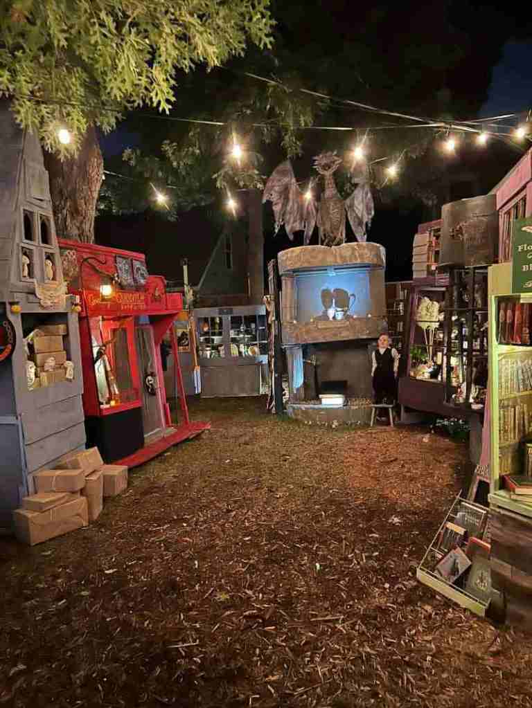 Harry Potter-inspired Diagon Alley Halloween display at the Schaub family home in Dallas, Texas.